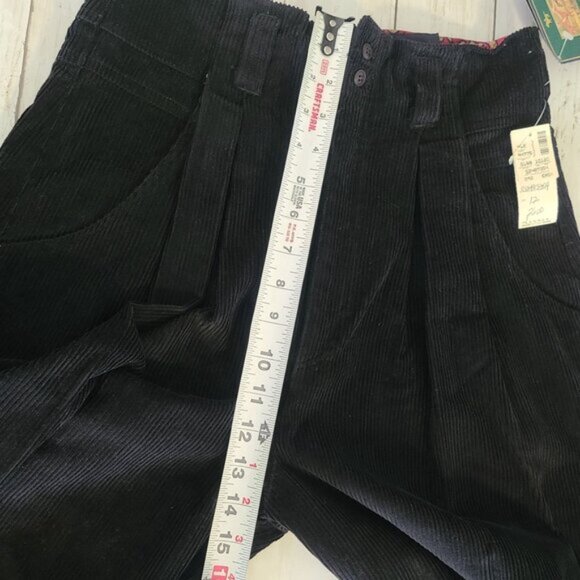 Vtg Hunters Run High Waisted Black Corduroy Pants NOS Tapered Pleated 12 Preppy - Picture 7 of 10